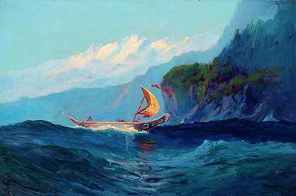 奇尔卡特印度独木舟`Chilkat Indian Canoe by Sydney Mortimer Laurence