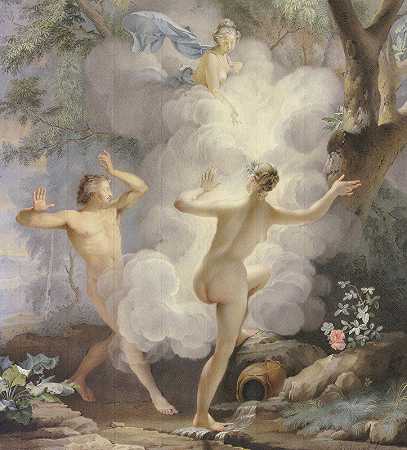 阿尔菲奥斯追赶被戴安娜救出来的阿雷图莎`Alpheios verfolgt Arethusa, welche von Diana gerettet wird (1742) by Arnout Rentinck