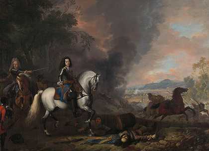 纳索·迪茨王子亨利·卡西米尔二世在一场战斗中`Henry Casimir II, Prince of Nassau~Dietz, in a Battle (1692) by Jan Van Huchtenburg