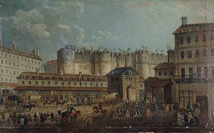1789年7月17日拆除巴士底狱`Démolition de la Bastille, le 17 juillet 1789 (1789) by Pierre-Antoine Demachy