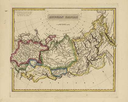 俄罗斯帝国古地图`Antique Map of Russian Empire by Fielding Lucas