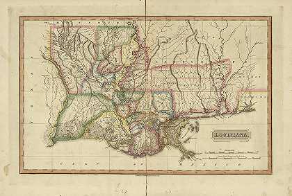 路易斯安那州古董地图`Antique Map of Louisiana by Fielding Lucas
