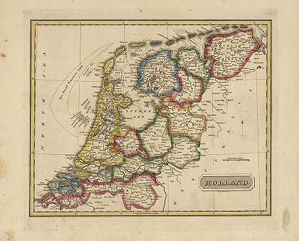 荷兰古董地图`Antique Map of Holland by Fielding Lucas