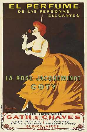 玫瑰雅克米诺科蒂`La Rose Jacqueminot Coty (1904) by Leonetto Cappiello