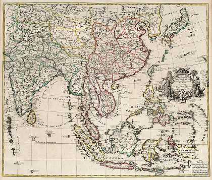 印度和中国新地图`New Map of India and China by John Senex