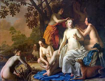 戴安娜和她的仙女`Diana with her Nymphs (1650) by Gerard van Honthorst