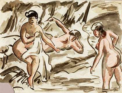 三个女性裸体`Three Female Nudes (1984) by Carl Newman