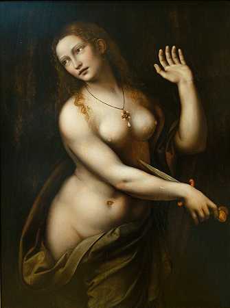 卢克雷齐亚·罗曼娜`Lucrezia Romana (c. 1500~1540) by Giampietrino (Giovanni Pietro Rizzoli)