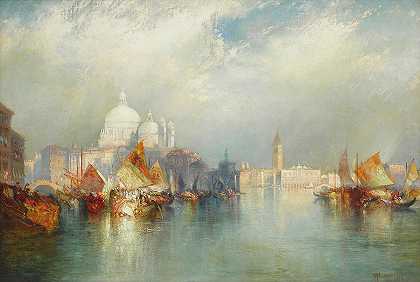 威尼斯风光`Venetian Scene by Thomas Moran