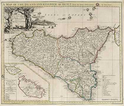 西西里岛新地图`New Map of Sicily by John Senex