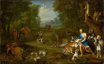 戴安娜和她的包`Landscape with Diana and her Bag by Hendrik van Balen