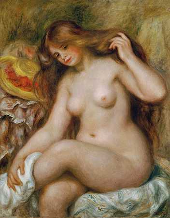 金发碧眼的游泳者`Badende mit blondem, offenem Haar (1903) by Pierre-Auguste Renoir