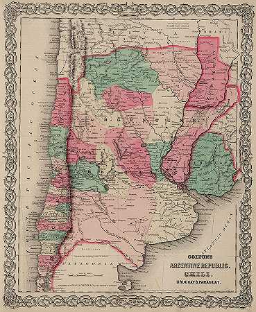 阿根廷共和国、智利、乌拉圭、巴拉圭`Argentina Republic, Chile, Uruguay, Paraguay by Colton