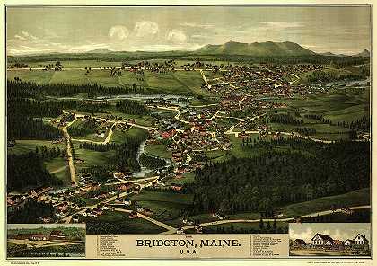 缅因州布里顿`Bridgton, Maine by Burleigh Litho