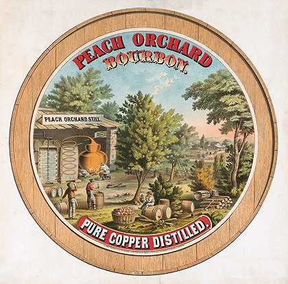 桃园波旁威士忌。桃园依旧`Peach orchard bourbon. Peach orchard still (1873) by Strobridge and Co