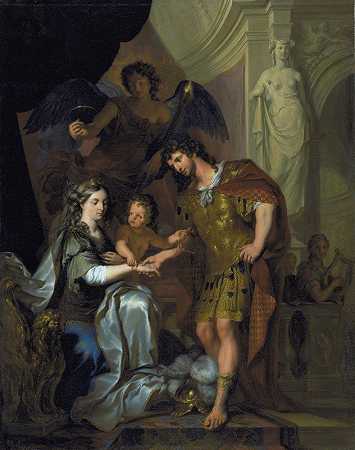 亚历山大和罗克萨娜的婚礼`The Wedding Of Alexander And Roxana (1678 – 1681) by Arnold Houbraken
