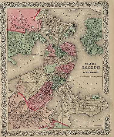 波士顿及邻近城市`Boston and Adjacent Cities by Colton