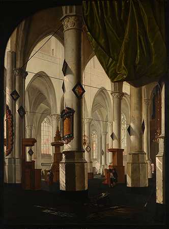 室内教堂`Intérieur déglise (1654) by Daniël de Blieck