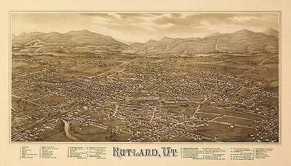 古董拉特兰，佛蒙特州。`Antique Rutland, Vt. by Burleigh Litho