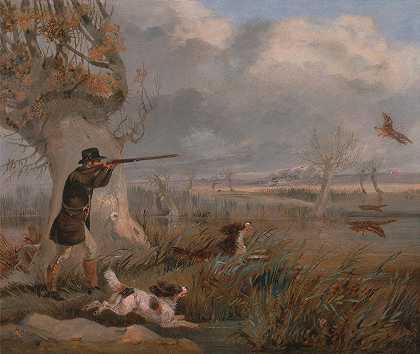 射击鸭子`Duck Shooting (ca. 1825) by Henry Thomas Alken