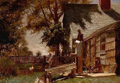 长岛上的老房子`Old House On Long Island (19th century) by Jervis McEntee
