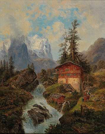 瑞士的维特霍恩`Das Wetterhorn in der Schweiz by Gustav Barbarini