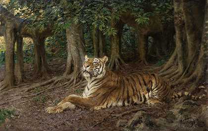 卧虎`Reclining Tiger by Geza Vastagh