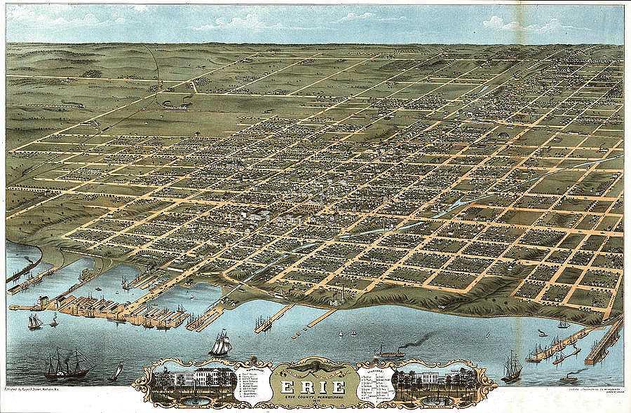 AF-Bird\'s eye view of the city of Erie, Erie County, Pennsylvania 1870