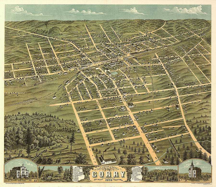 AF-Bird\'s eye view of the city of Corry, Erie County, Pennsylvania 1870