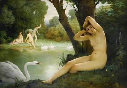 LEDA和天鹅`Leda Et Le Cygne (1888) by Emmanuel Benner