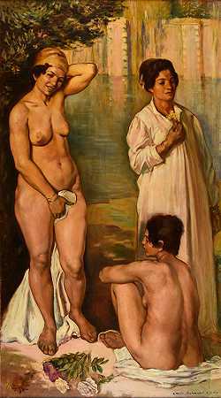 洗澡的女人`Femmes fellah au bain (1900) by Emile Bernard