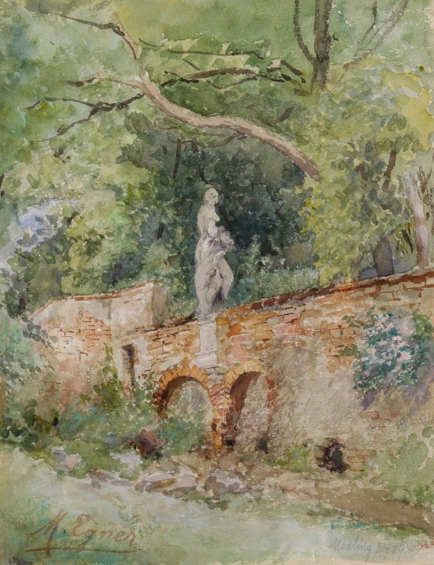 `Ziegelbrücke mit einer Steinfigur Mödling (1899) -