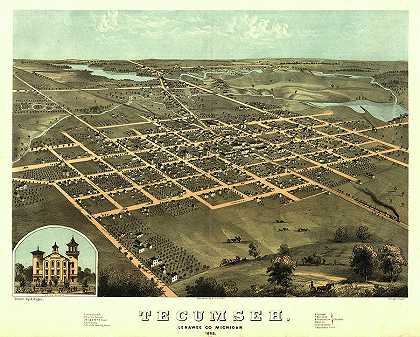 密歇根州勒纳韦县特库姆塞1868`Tecumseh, Lenawee County, Michigan 1868 by Ruger
