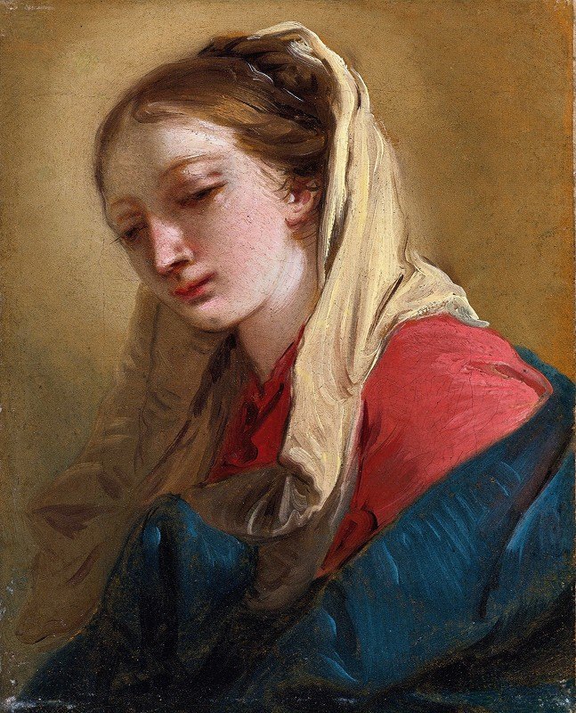 `Mary Magdalene In Three`Quarter View, Veiled In A White Cloth-