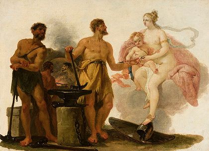 维纳斯在瓦肯熔炉中`Venus in the forge of Vulcan by Heinrich Friedrich Füger