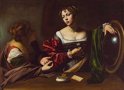 玛莎和玛丽抹大拉`Martha and Mary Magdalene (ca. 1598) by Caravaggio