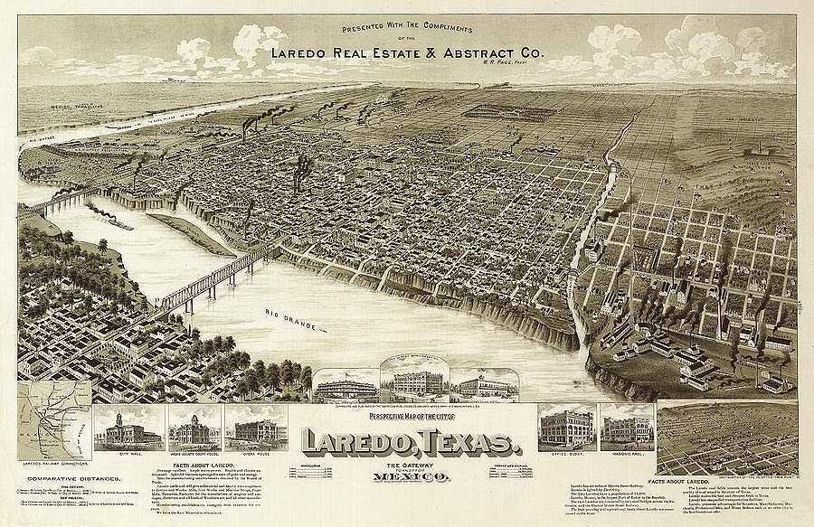 AF-Perspective map of the city of Laredo, Texas, the Gateway to and from Mexico