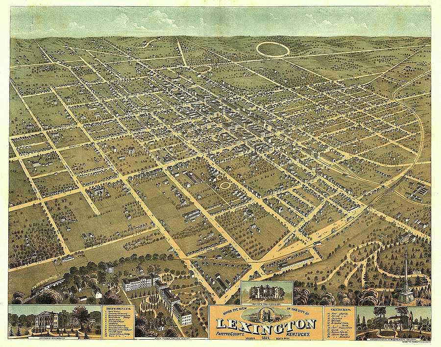 AF-Bird\'s eye view of the city of Lexington, Fayette County, Kentucky 1871