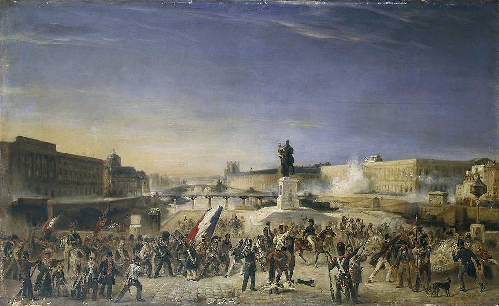 `Lattaque du Louvre, le 29 juillet 1830, vue du Pont`Neuf. (1830) -