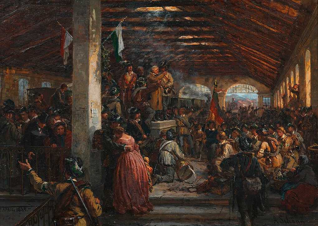 `Abschied der Freiwilligen von 1848 am alten Südbahnhof (1848) -