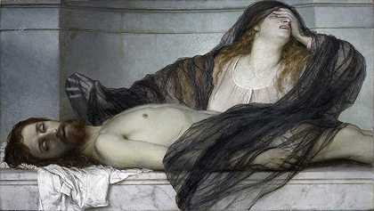 抹大拉为基督的身体悲伤`Magdalene Grieving over the Body of Christ (1867) by Arnold Böcklin
