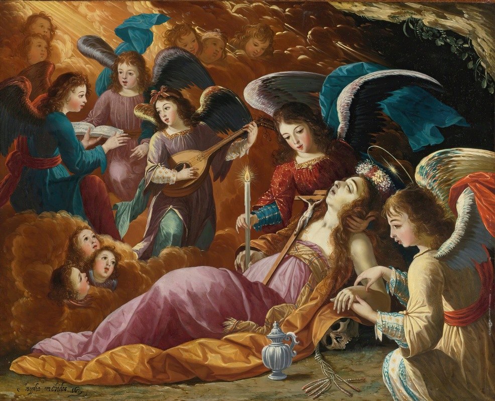 `The Penitent Magdalene Comforted By Angels (1679) -