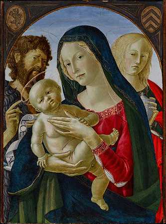 麦当娜和孩子与圣约翰浸礼会和圣玛丽抹大拉`Madonna And Child With St. John The Baptist And St. Mary Magdalene (1495) by Neroccio Di Bartolommeo De; Landi