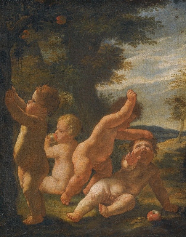 `Four Putti Playing In A Landscape-