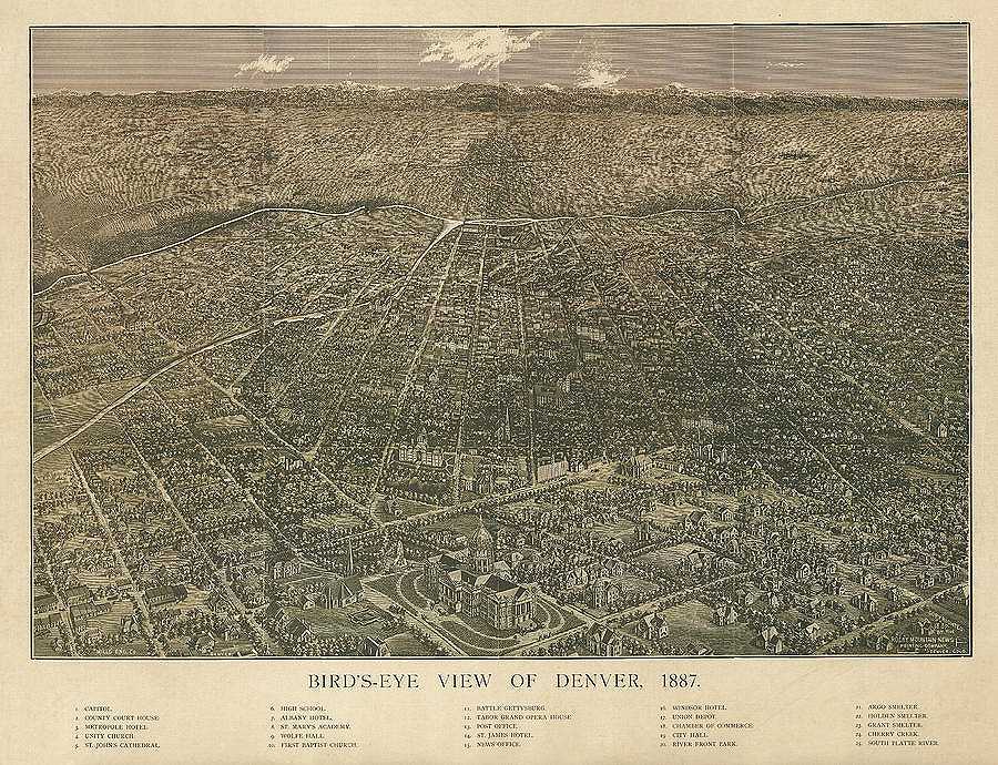 AF-Bird\'s-eye view of Denver, 1887