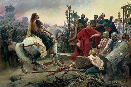 维辛格托里克斯向凯撒大帝的脚下伸出双臂`Vercingetorix throws down his arms at the feet of Julius Caesar by Lionel Royer