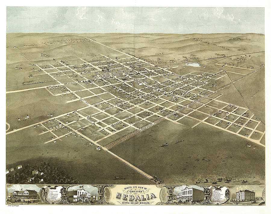 AF-Bird\'s eye view of the city of Sedalia, Pettis Co., Missouri 1869