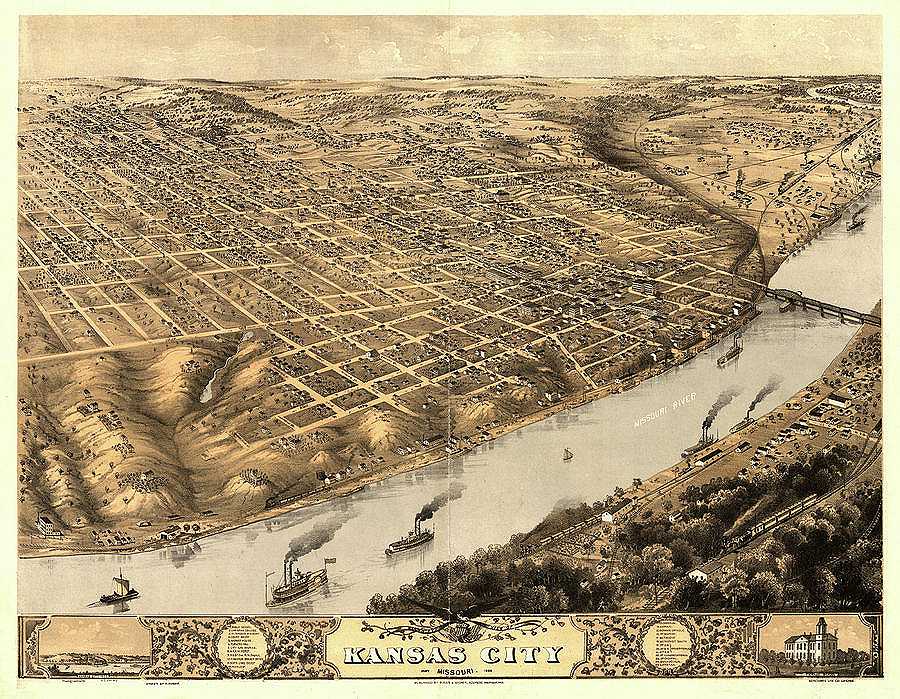 AF-Bird\'s eye view of Kansas City, Missouri. Jan\'y. 1869