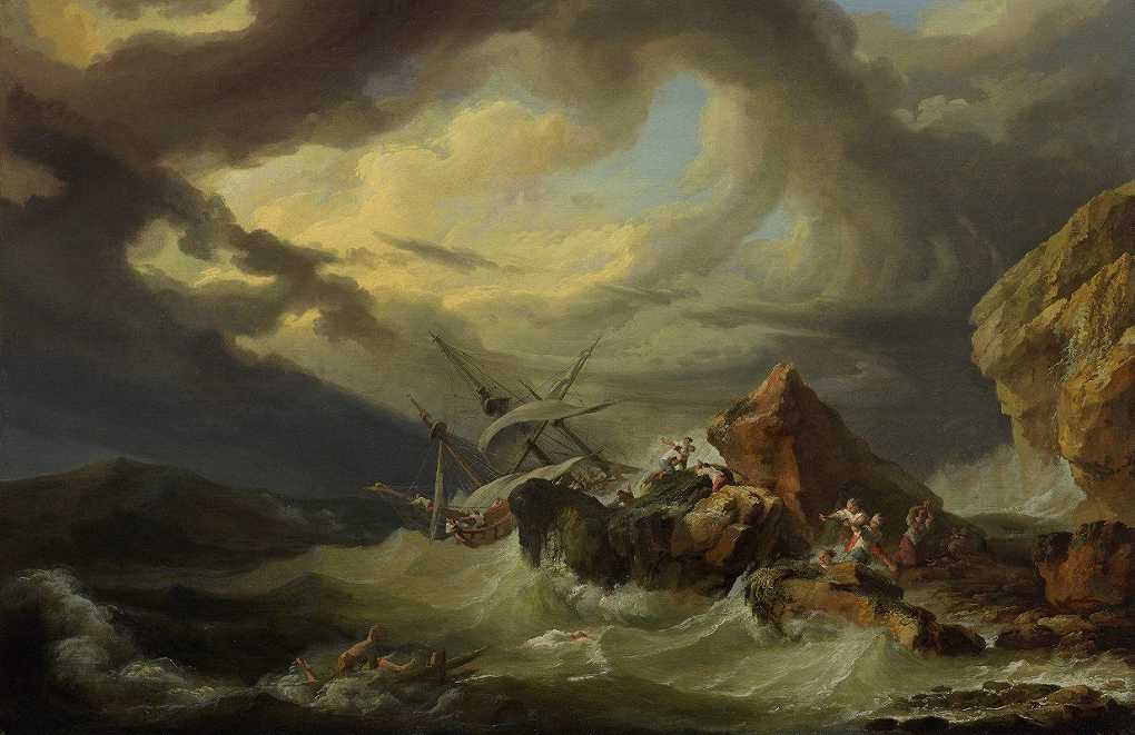 `A shipwreck off a rocky coast (1760s) -