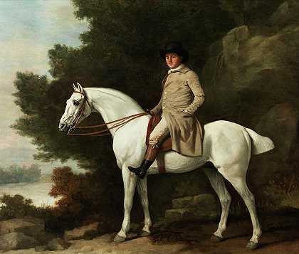 骑马人的肖像`Portrait of a man on horseback by George Stubbs